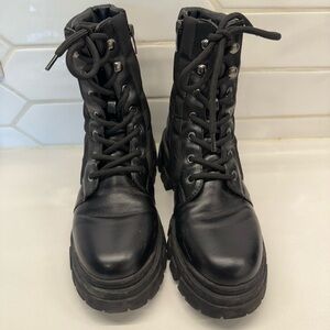 Marc Fisher Black Combat Moto Boots with Rugged Sole